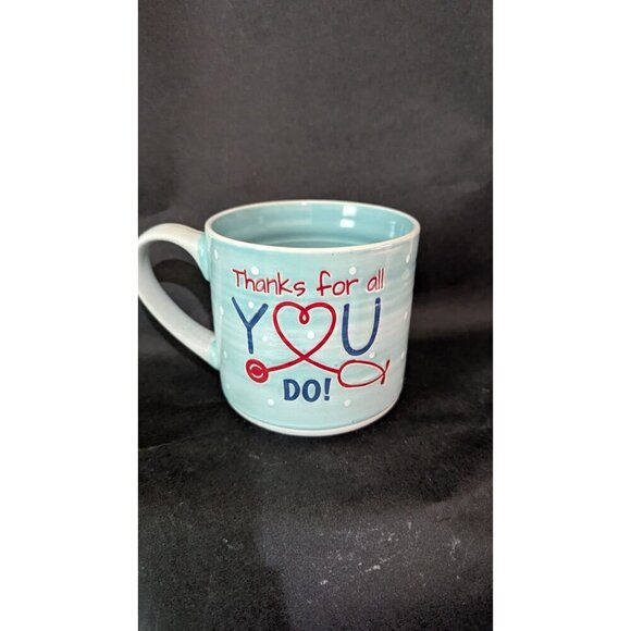 Thanks for all you do mug cup Nurse Doctor blue stethoscope heart 12oz gift - Picture 8 of 8
